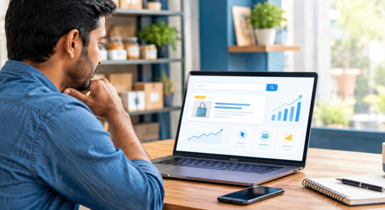 Google Ads vs SEO comparison for small businesses in India, showing paid advertising and organic search growth