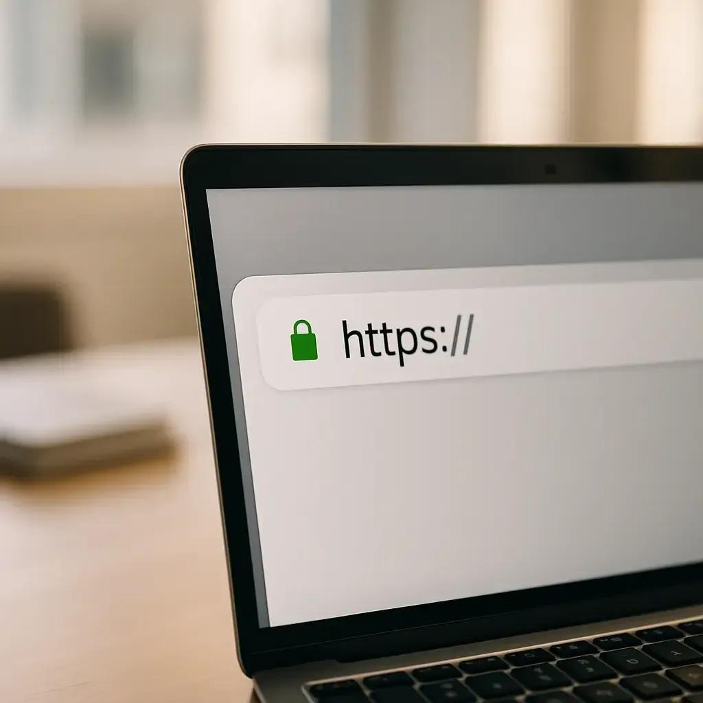 Secure website connection represented by a browser padlock symbol.